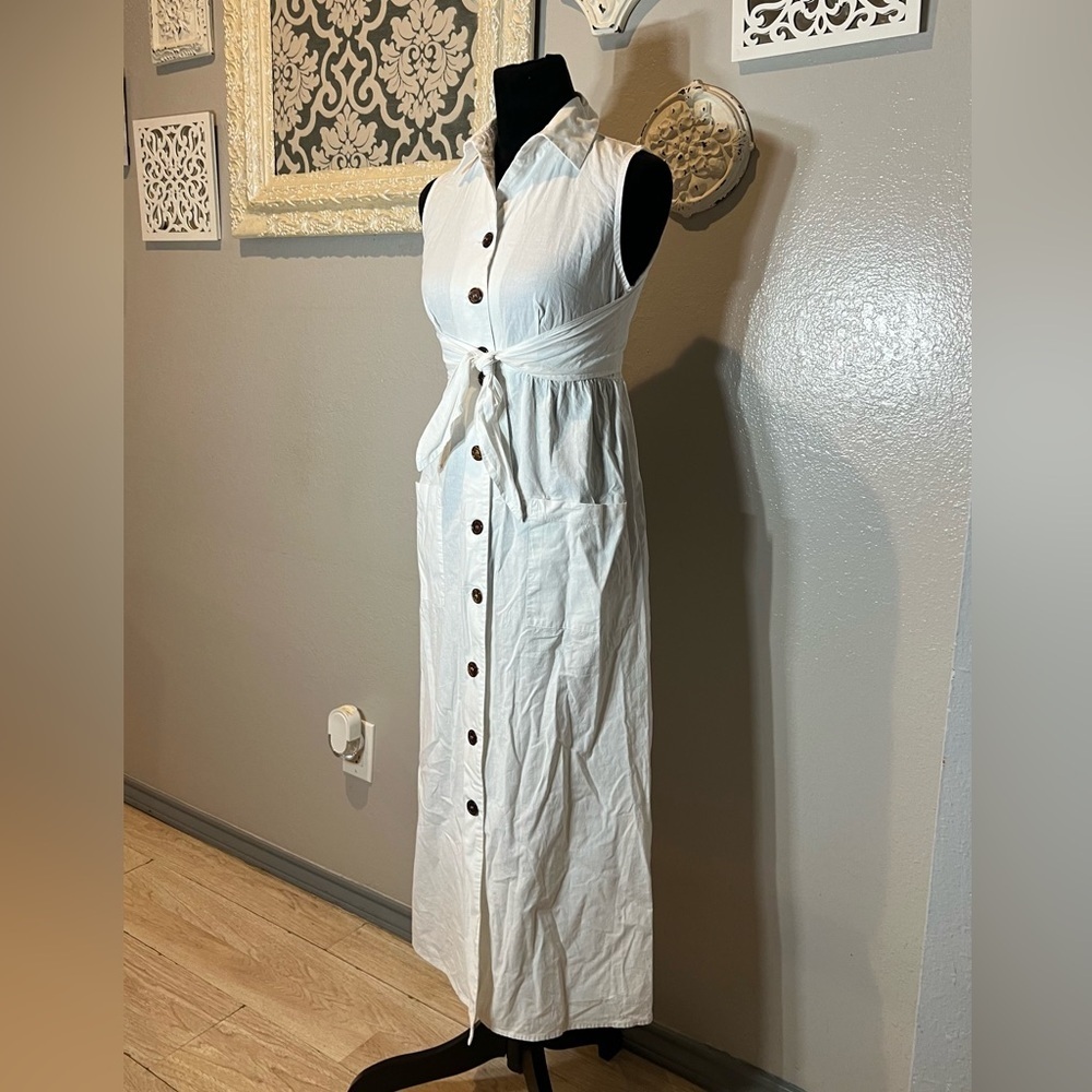 Rabbit Rabbit Rabbit White Button-Front Maxi Dress - image 1